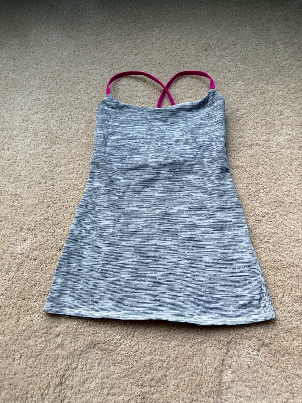 Lululemon Heathered Gray Tank Top w/ Hot Pink Straps - 4/6? (no size tag) - VGUC